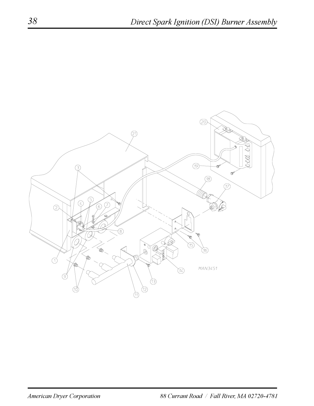 American Dryer Corp ADS-30S manual Direct Spark Ignition DSI Burner Assembly 