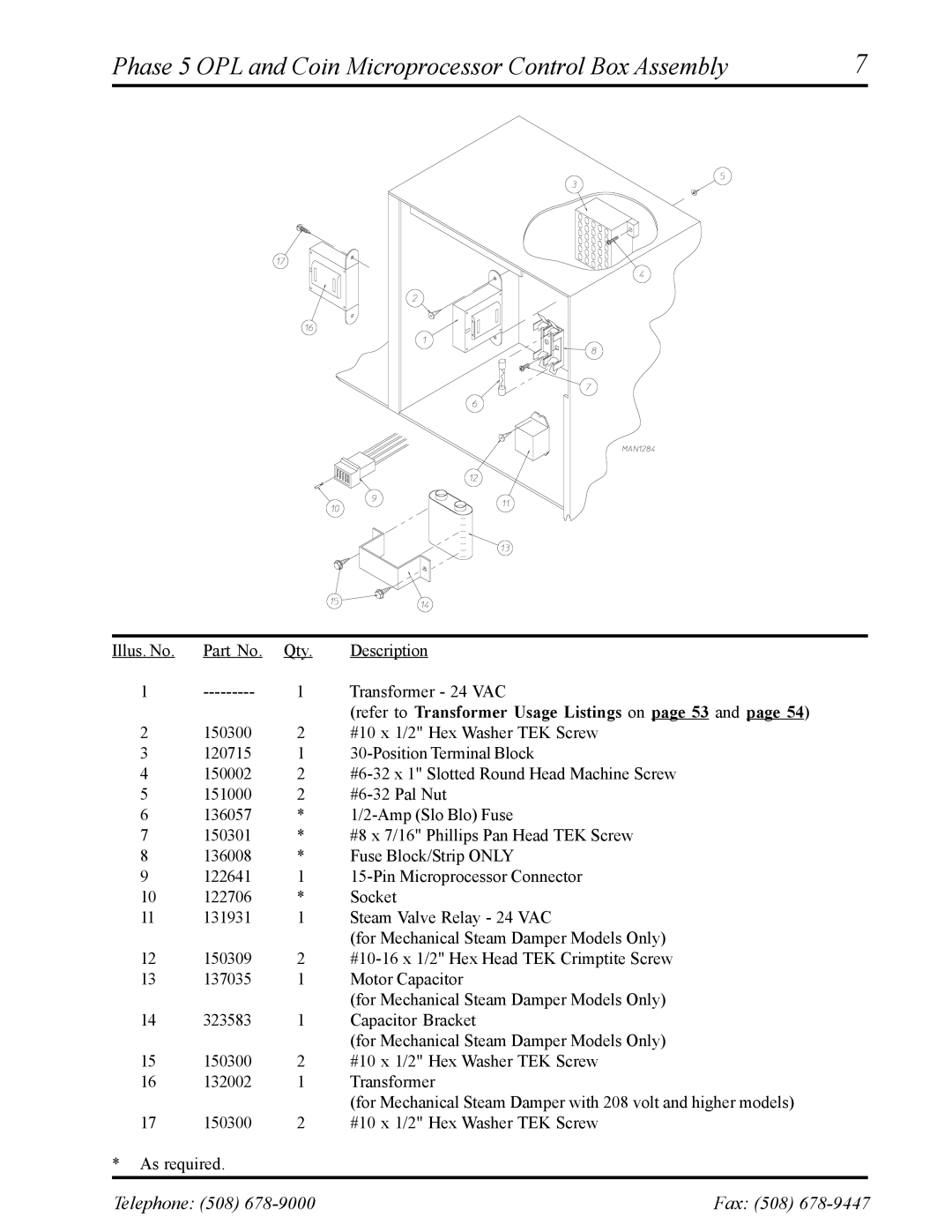 American Dryer Corp ADS-30S manual Phase 5 OPL and Coin Microprocessor Control Box Assembly 