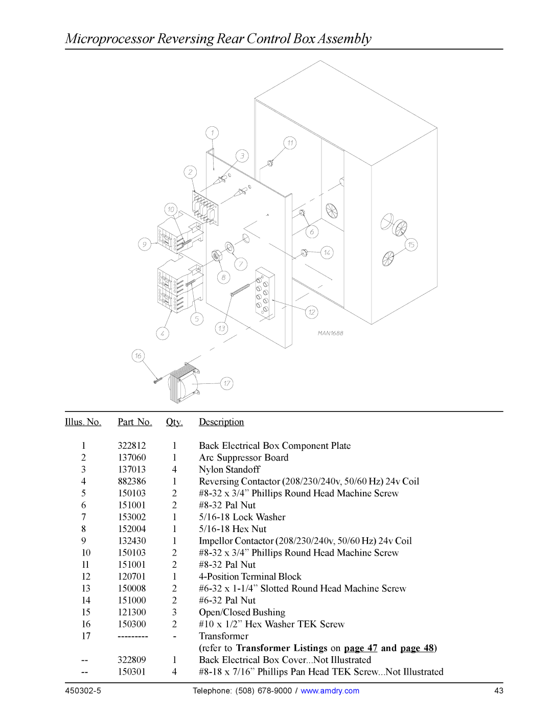 American Dryer Corp ADS-50S, Super AD-50, ADG-50DS manual Microprocessor Reversing Rear Control Box Assembly 