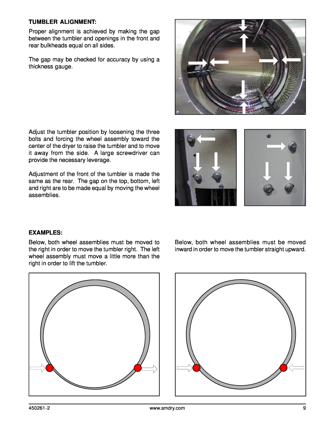 American Dryer Corp AD-20, CG20, D20, SL20, STI-8 manual Tumbler Alignment, Examples 