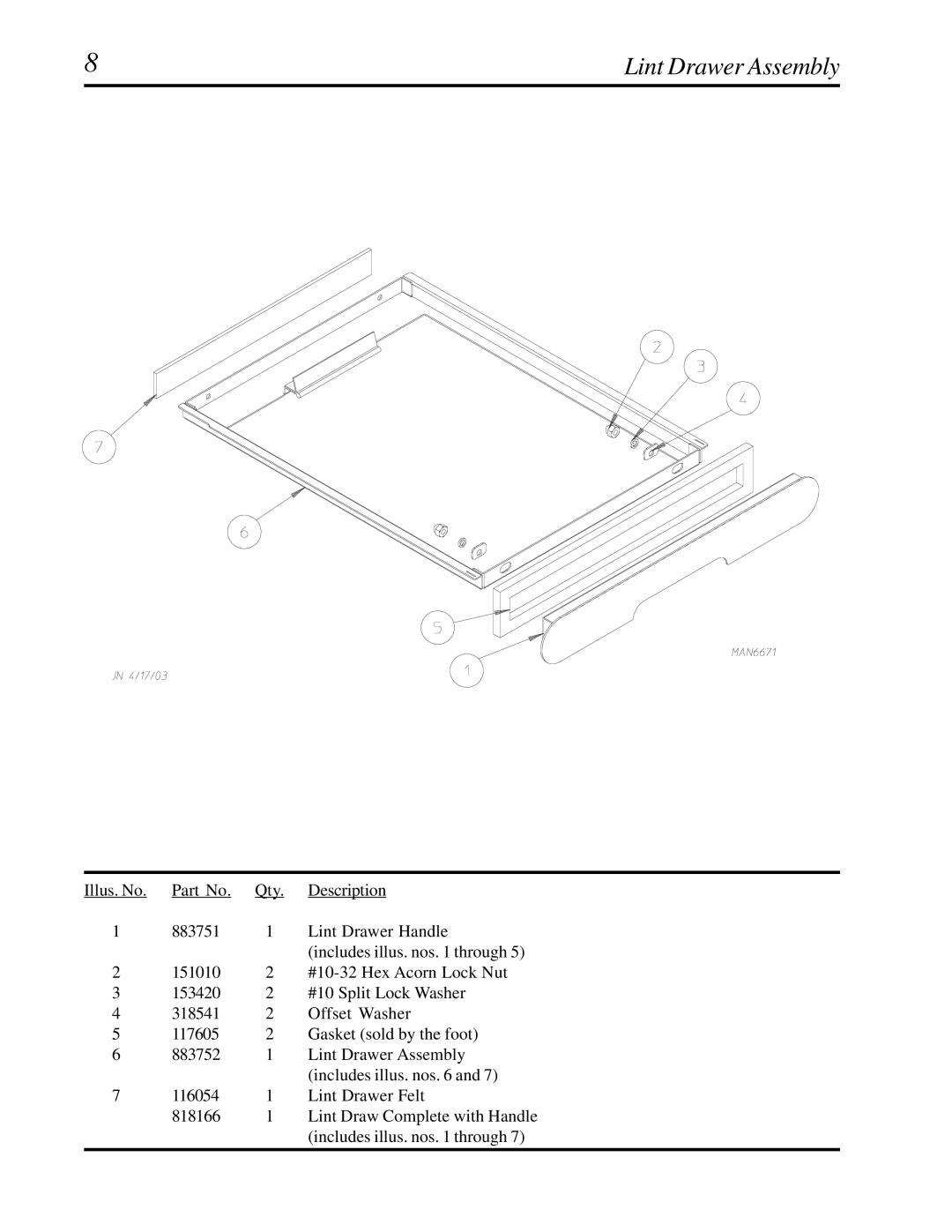 American Dryer Corp CG20, SL20 manual Lint Drawer Assembly 