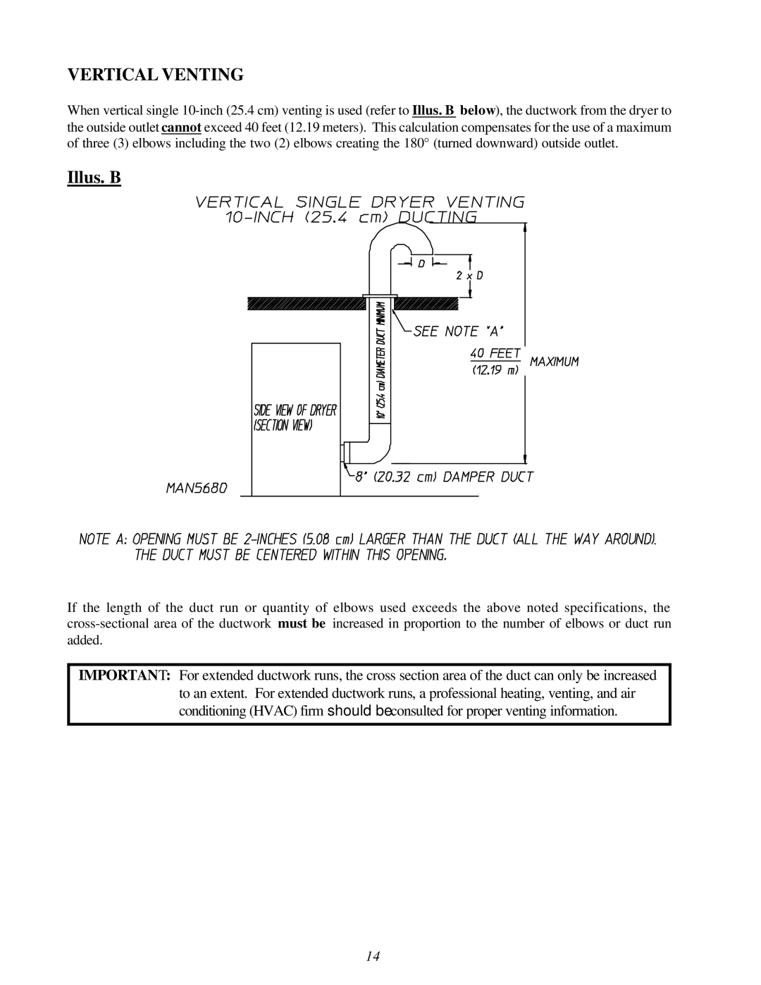 American Dryer Corp D-40 installation manual Vertical Venting 