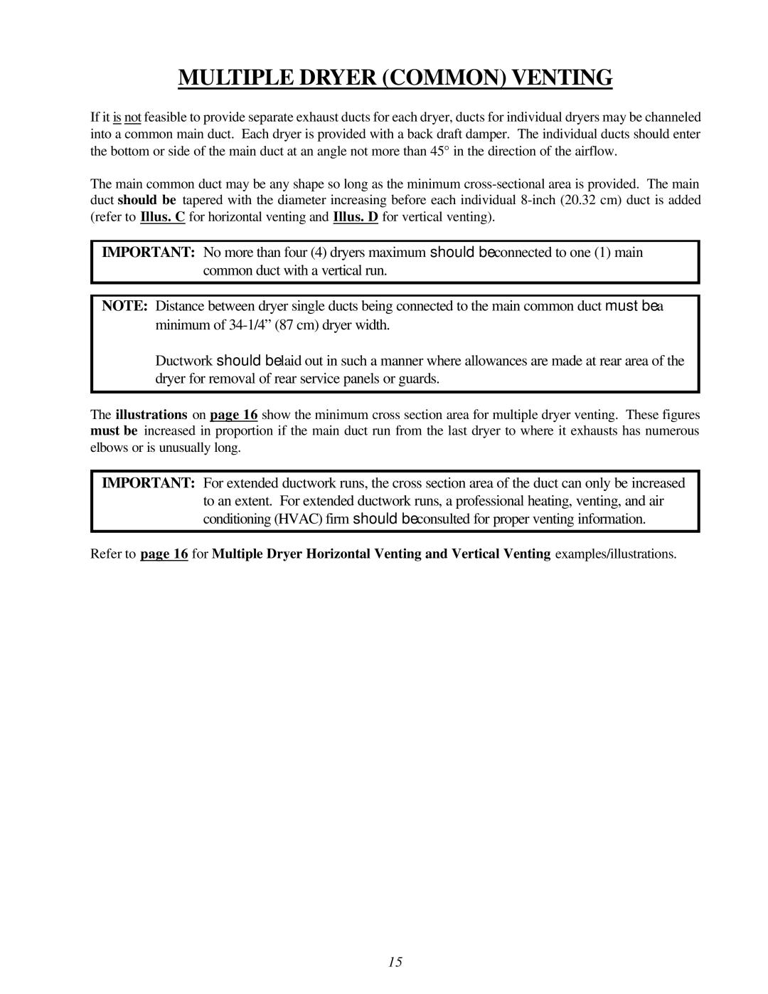 American Dryer Corp D-40 installation manual Multiple Dryer Common Venting 