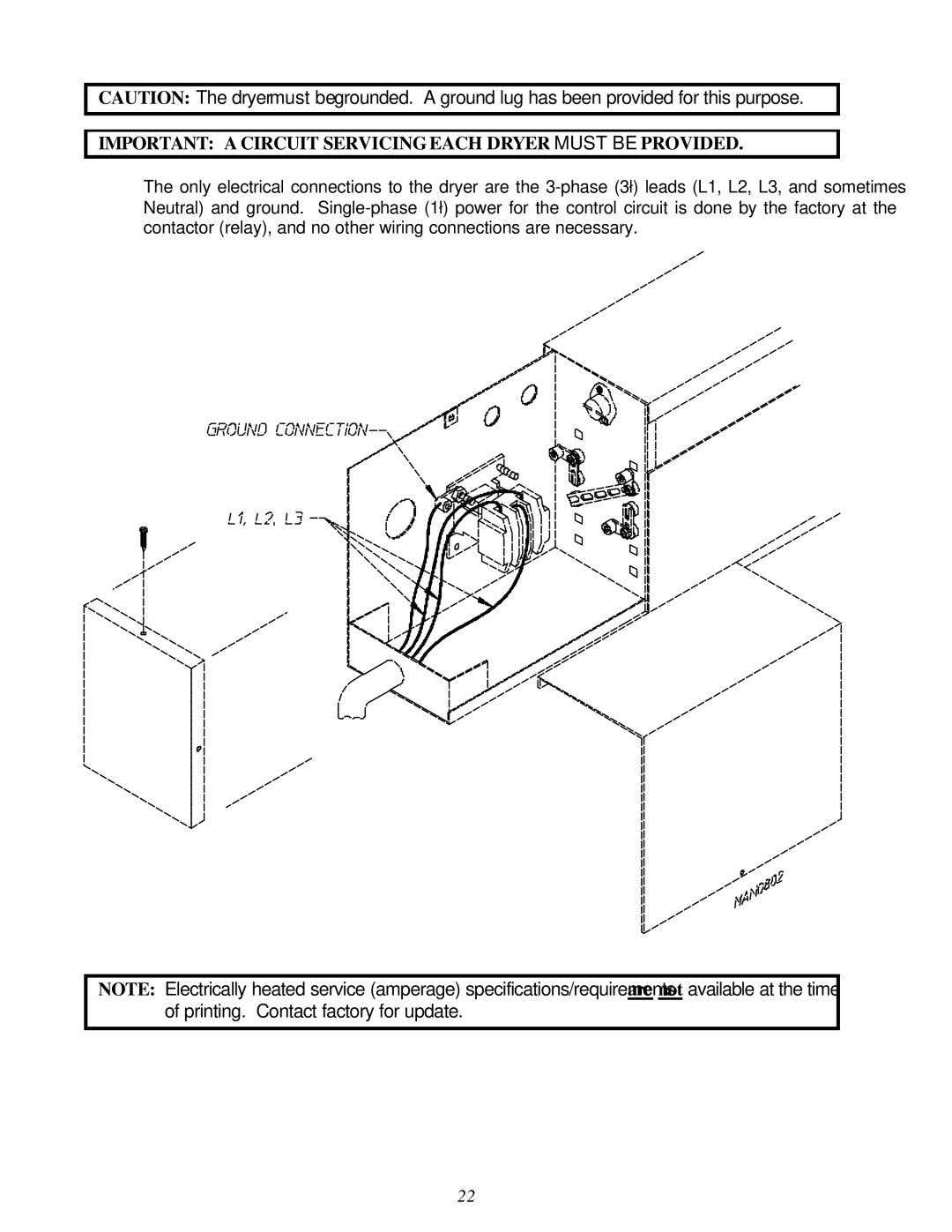 American Dryer Corp D-40 installation manual Important a Circuit Servicing Each Dryer Must be Provided 