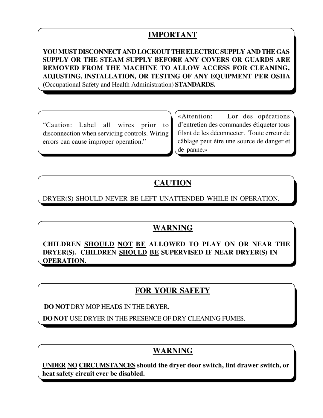 American Dryer Corp D-40 installation manual For Your Safety 