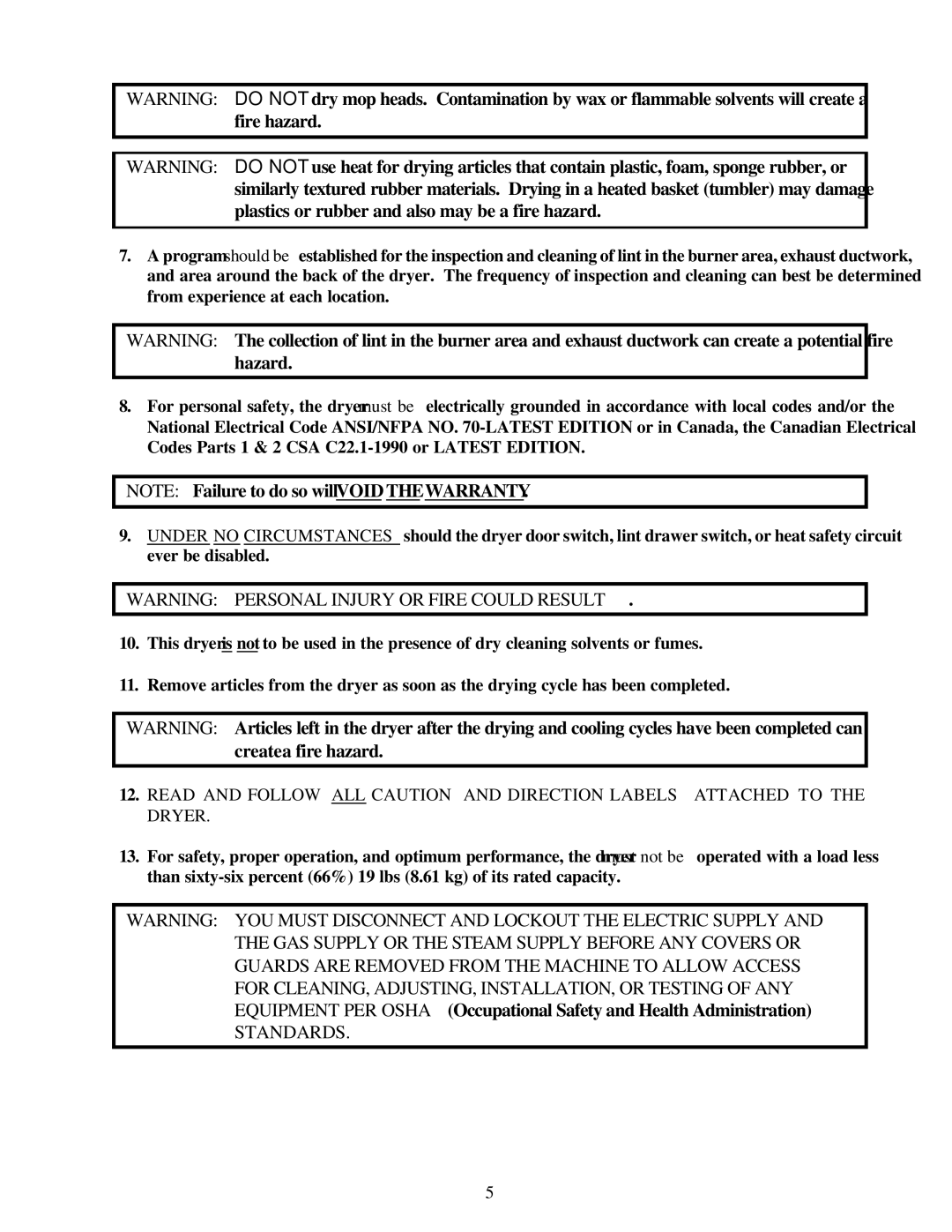 American Dryer Corp D-40 installation manual Standards 