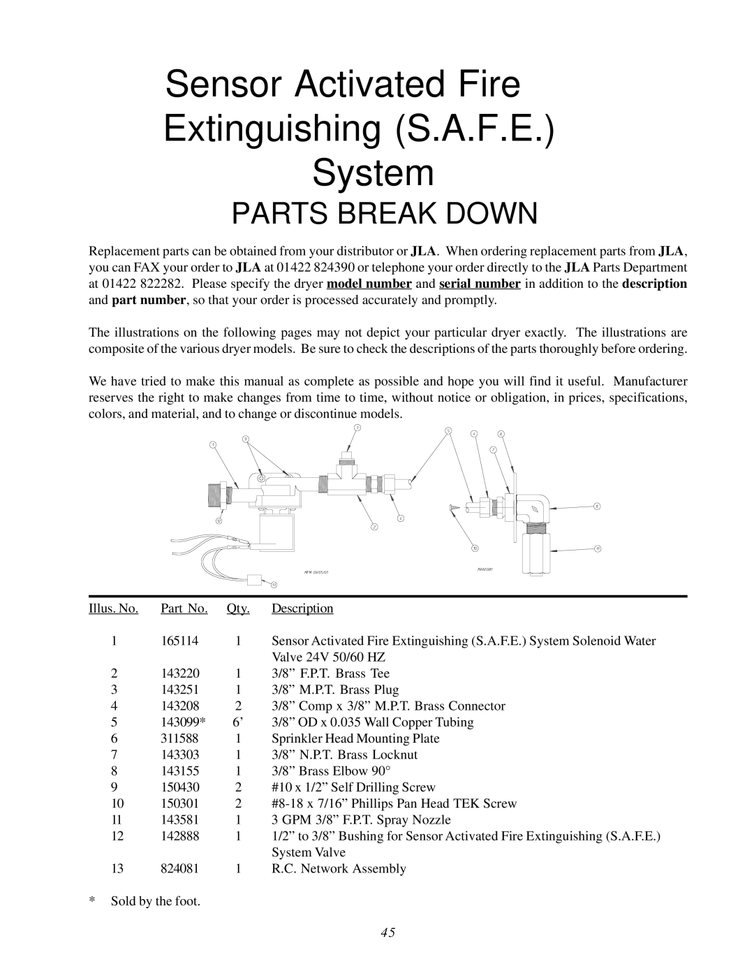 American Dryer Corp D-78 installation manual Sensor Activated Fire Extinguishing S.A.F.E System 