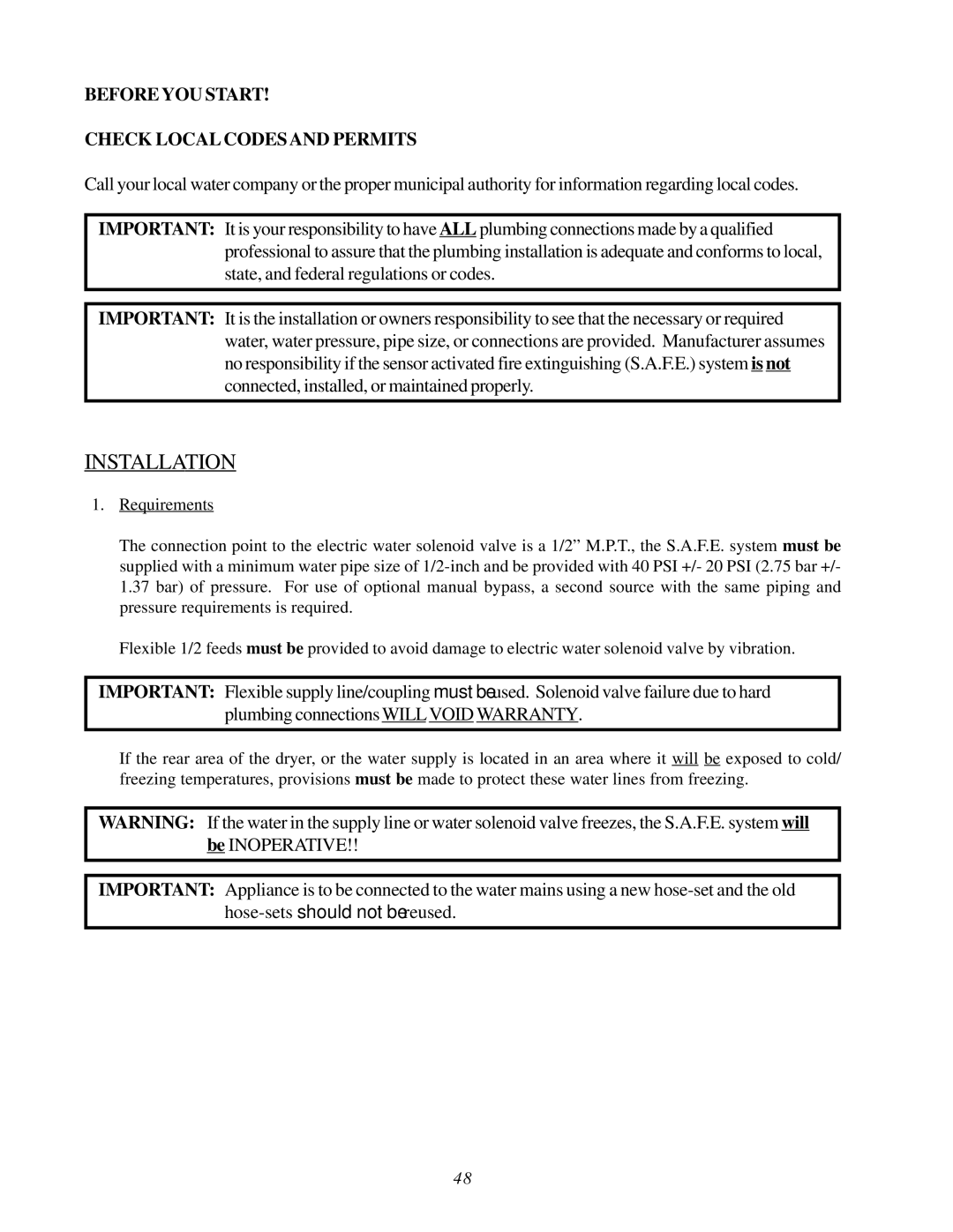 American Dryer Corp D-78 installation manual Installation 