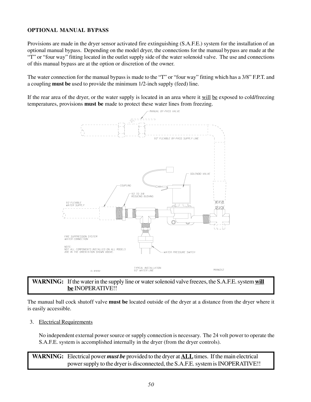 American Dryer Corp D-78 installation manual Optional Manual Bypass 