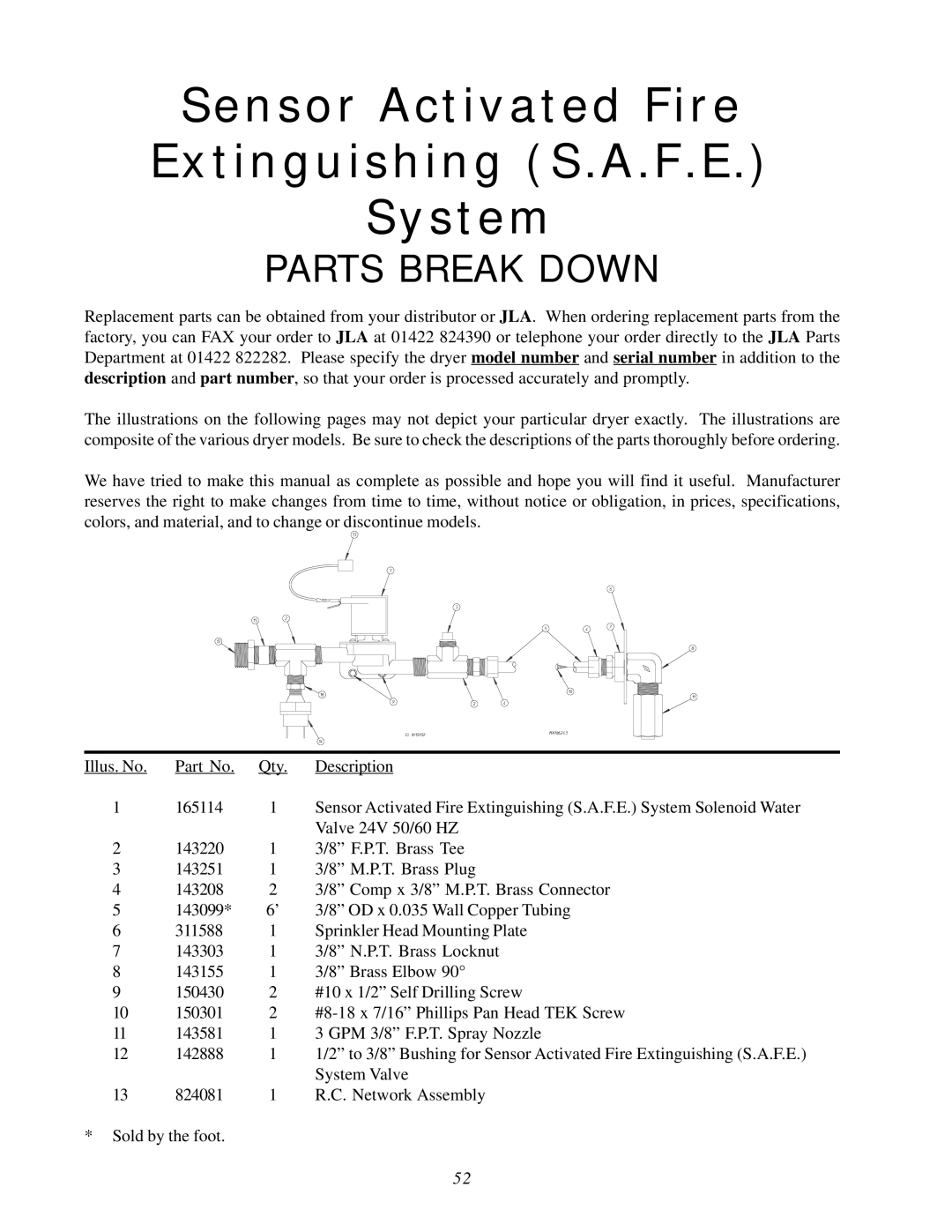 American Dryer Corp D-78 installation manual Sensor Activated Fire Extinguishing S.A.F.E System 