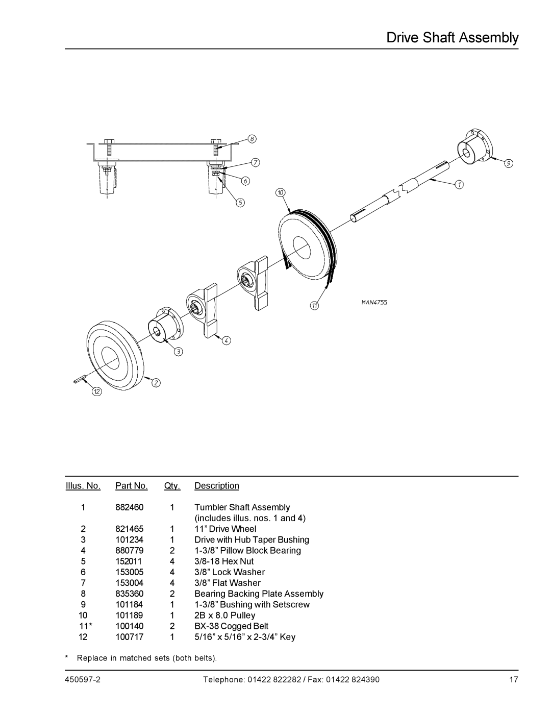 American Dryer Corp D170 manual Drive Shaft Assembly 