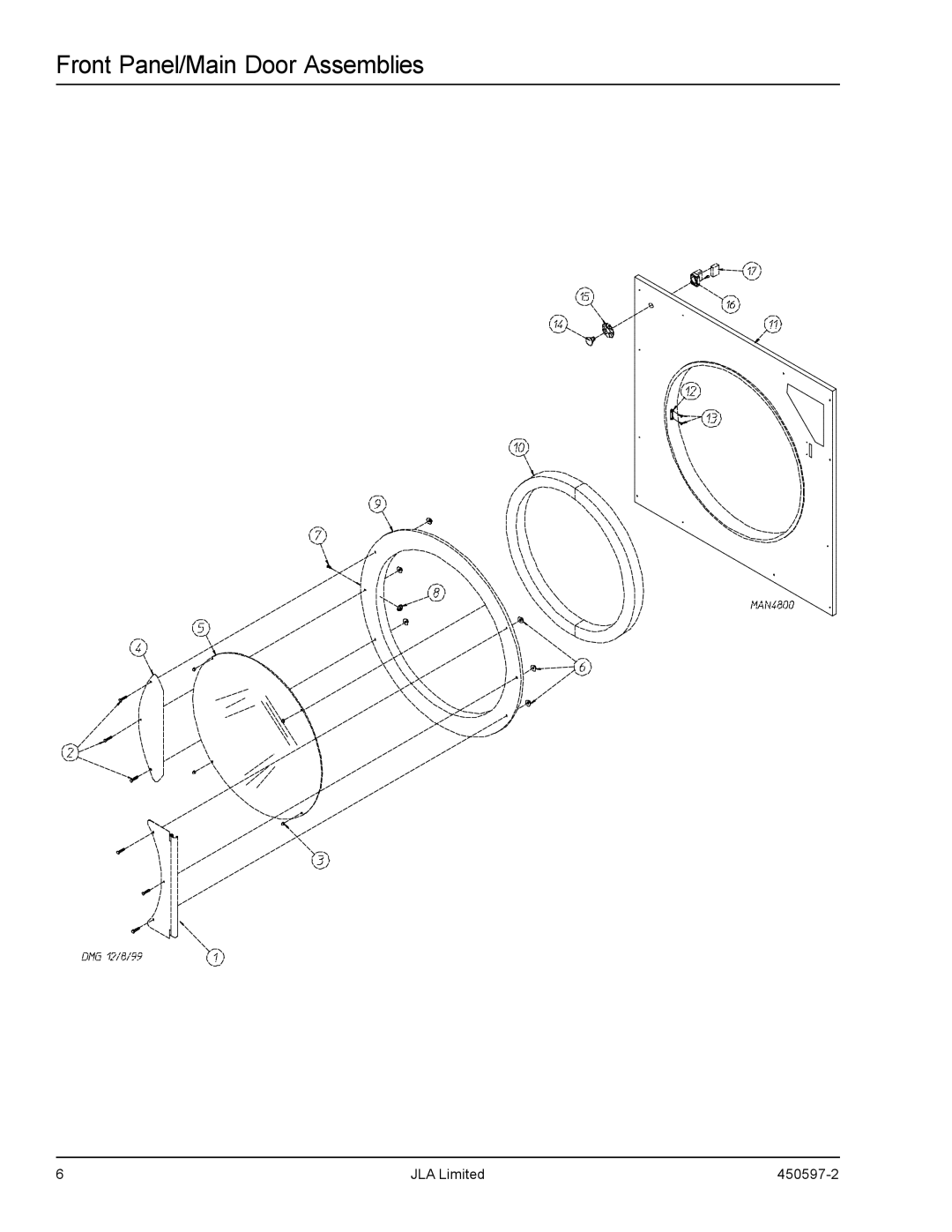 American Dryer Corp D170 manual Front Panel/Main Door Assemblies 