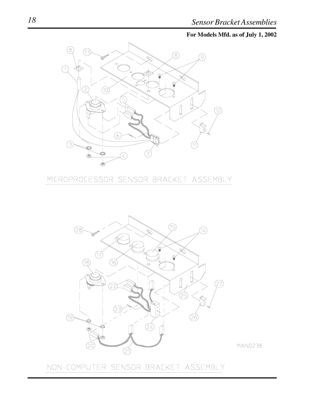 American Dryer Corp D30 manual Sensor Bracket Assemblies 