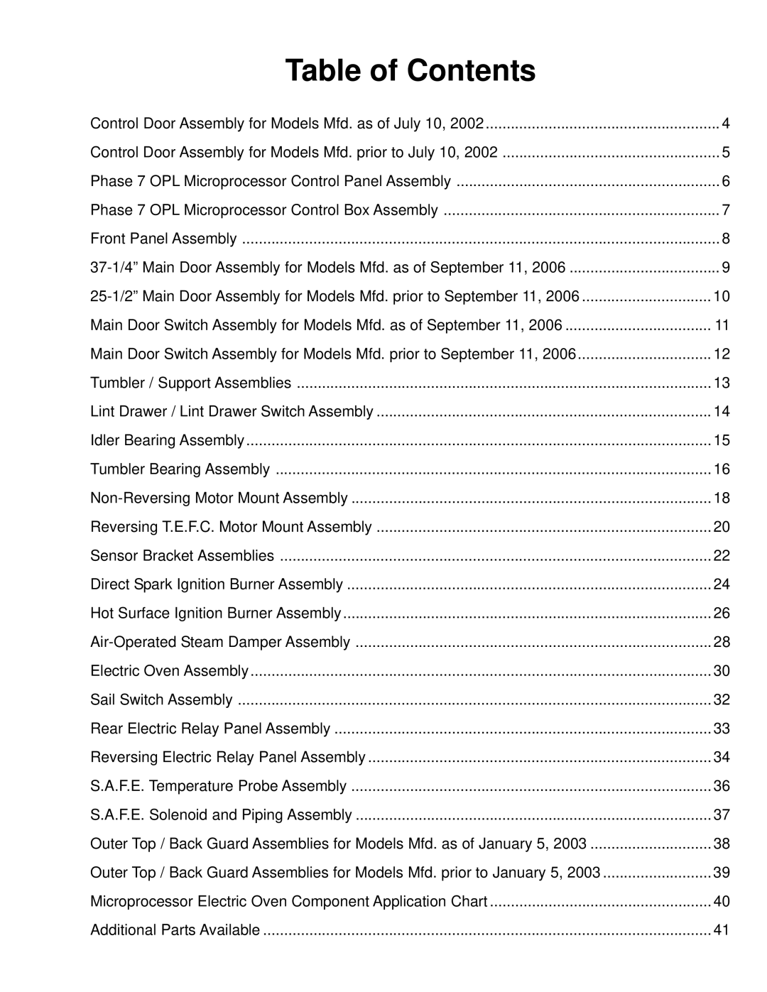 American Dryer Corp D75 manual Table of Contents 