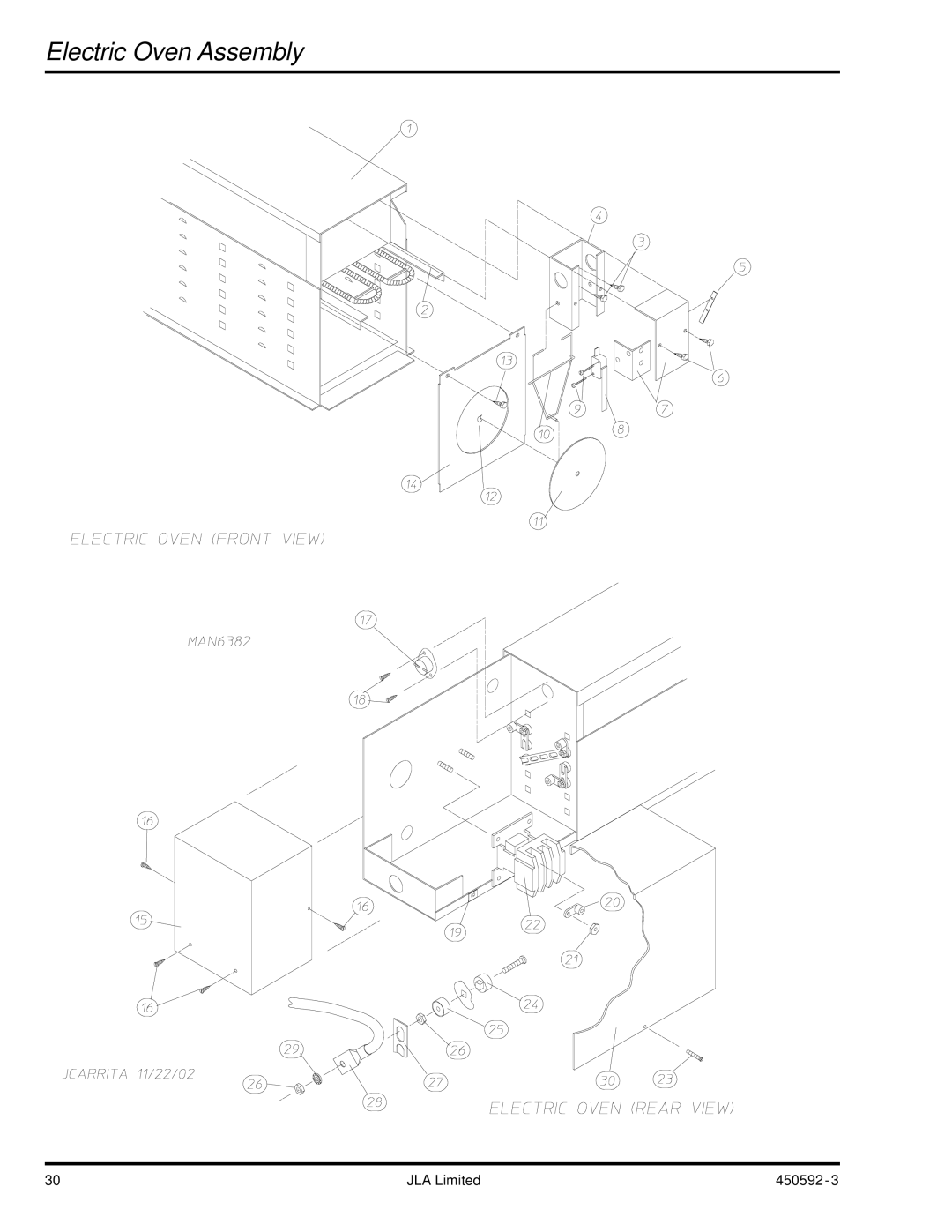 American Dryer Corp D75 manual Electric Oven Assembly 