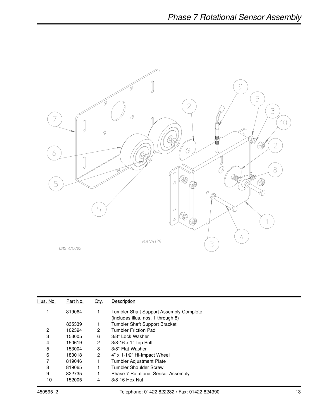 American Dryer Corp D90 manual Phase 7 Rotational Sensor Assembly 