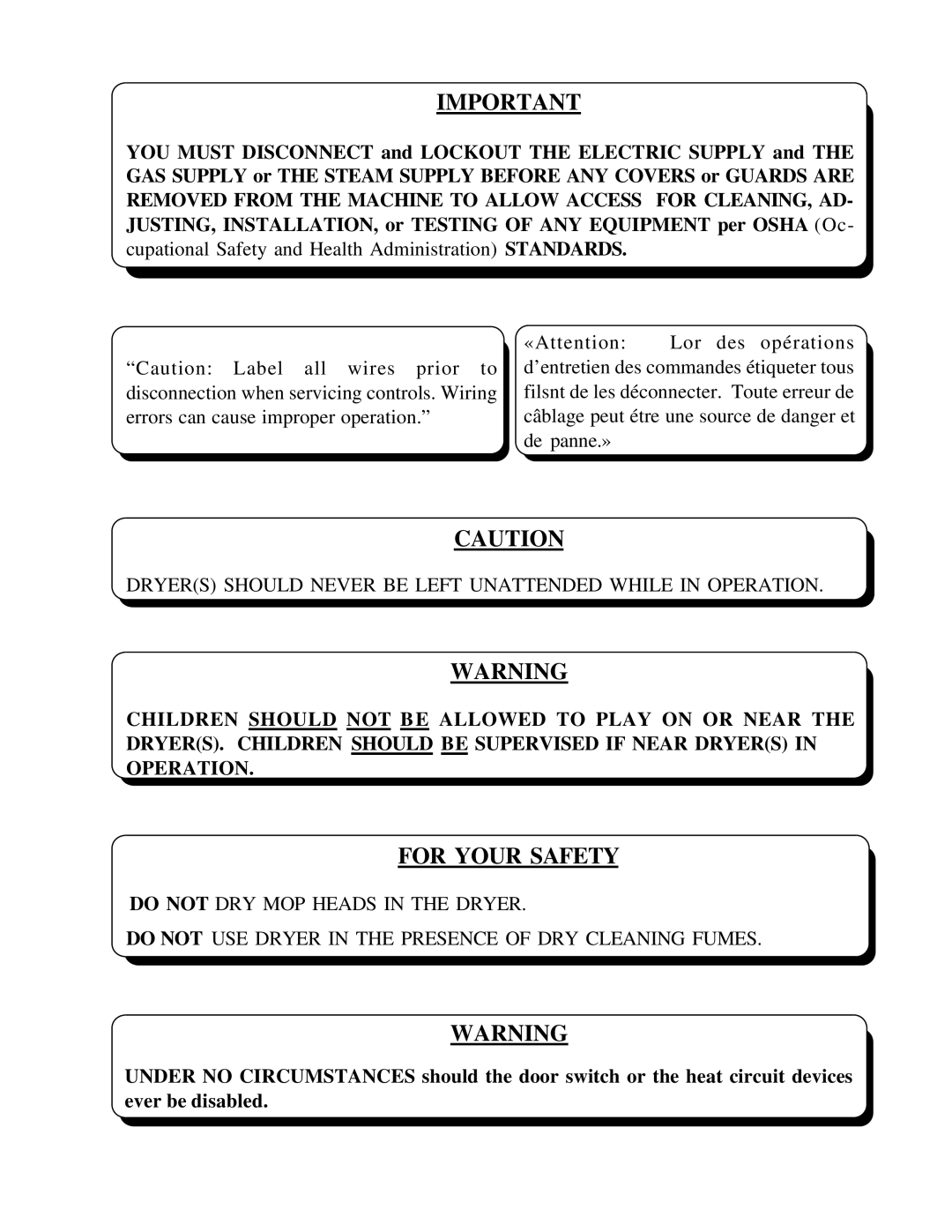 American Dryer Corp EURO-24 manual For Your Safety 