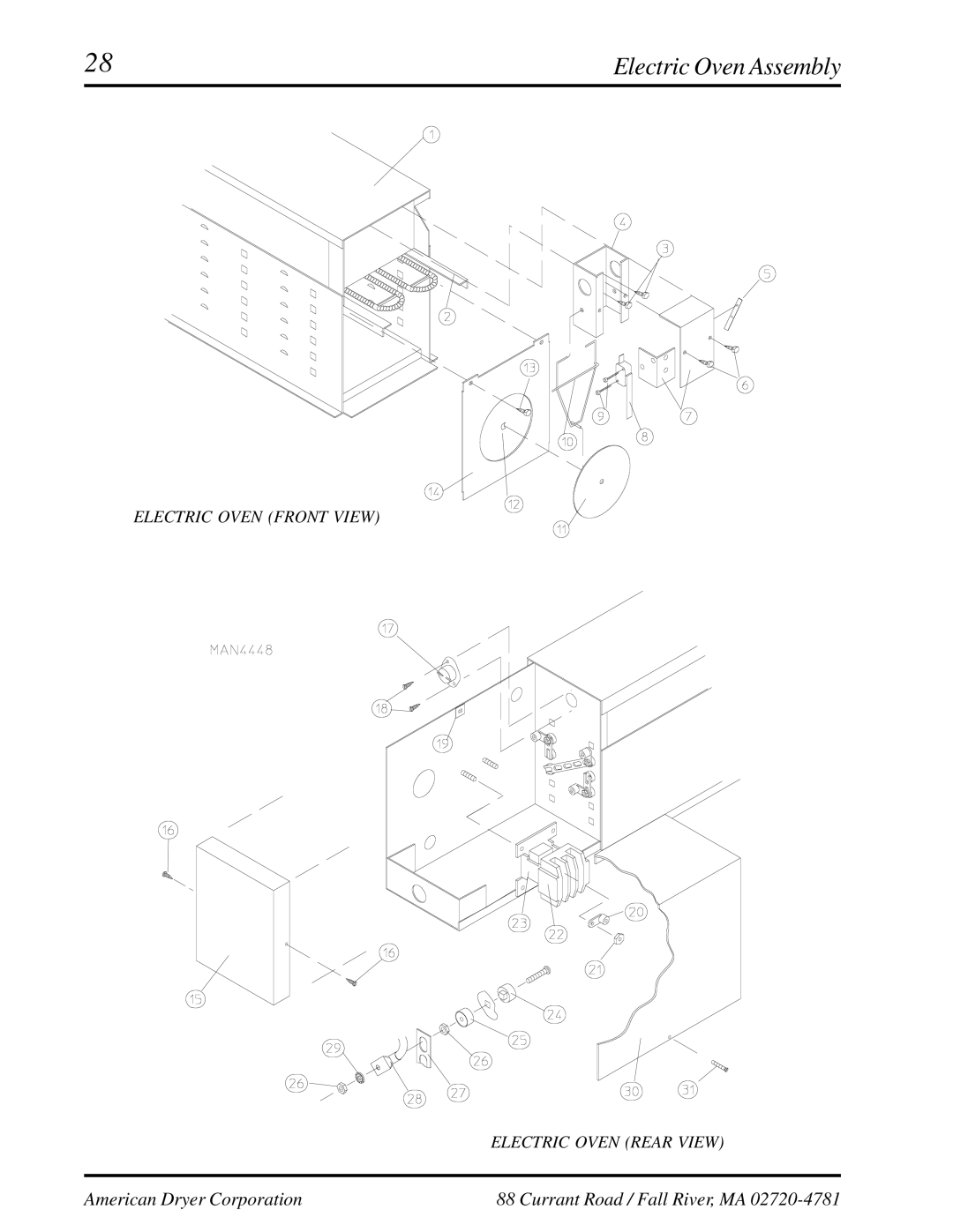 American Dryer Corp EURO-35 manual Electric Oven Assembly 