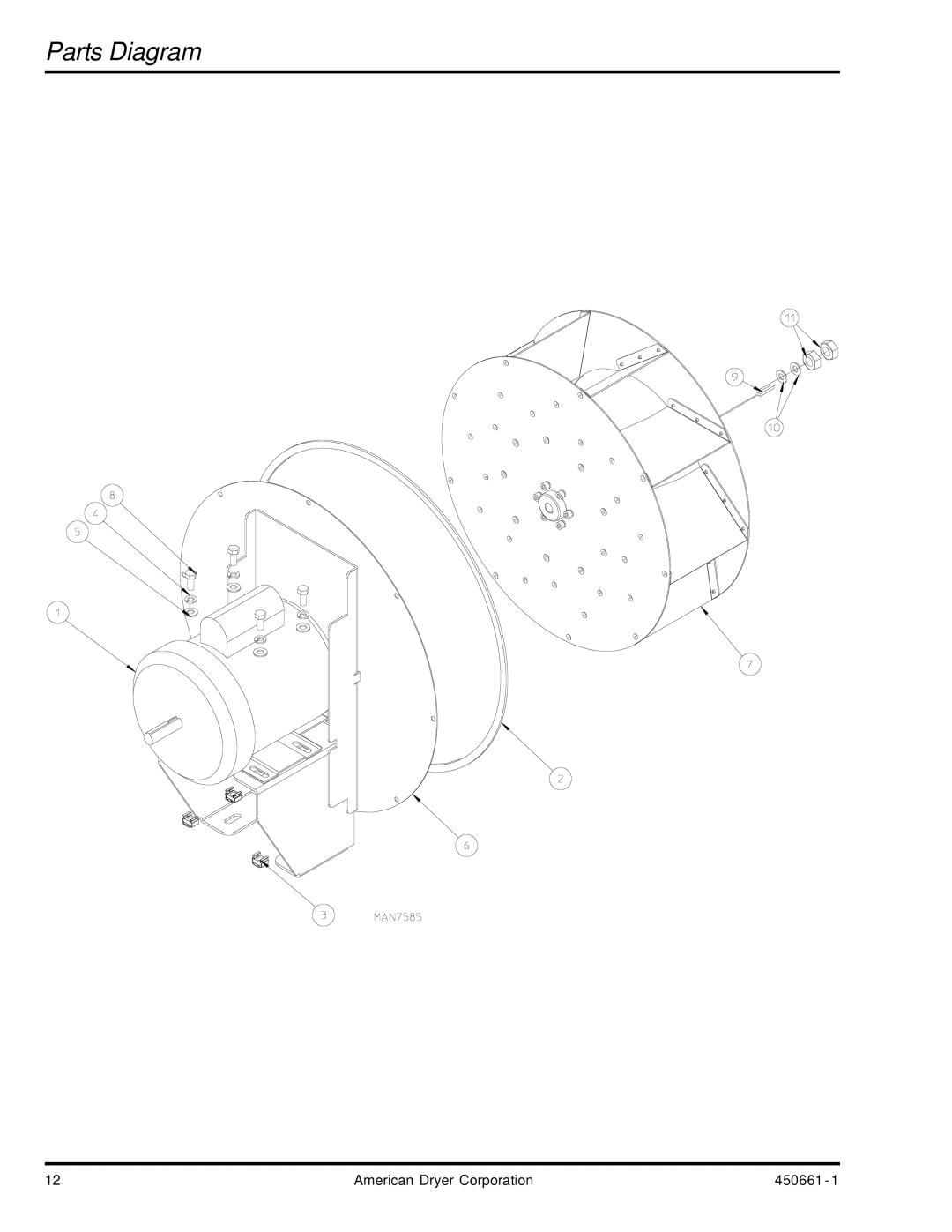 American Dryer Corp HB76 manual Parts Diagram 