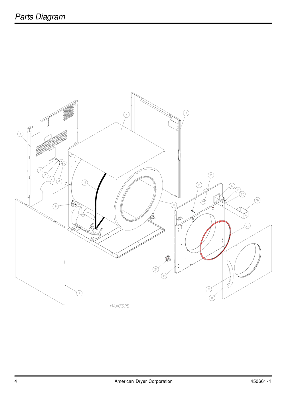 American Dryer Corp HB76 manual Parts Diagram 