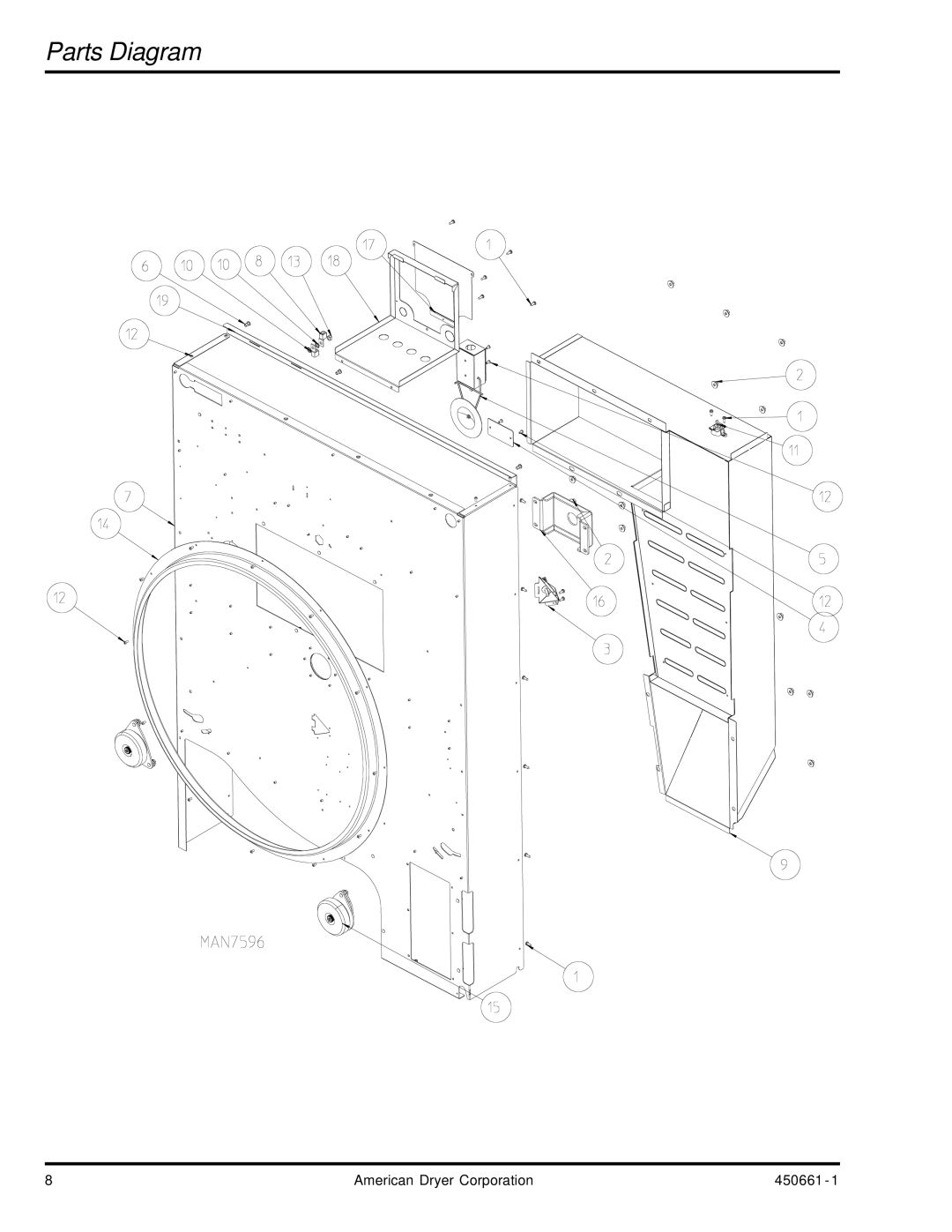 American Dryer Corp HB76 manual Parts Diagram 