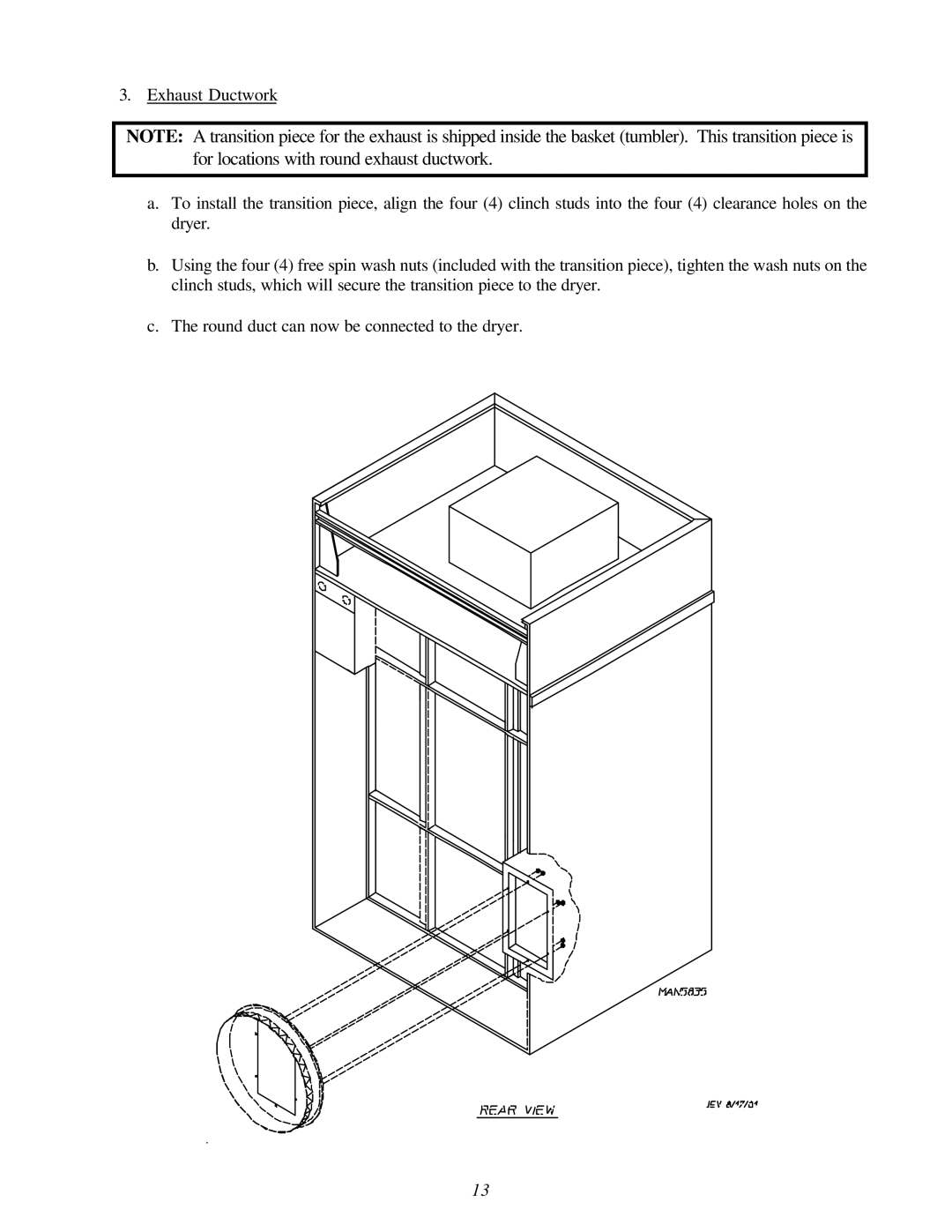 American Dryer Corp ID-170 installation manual 