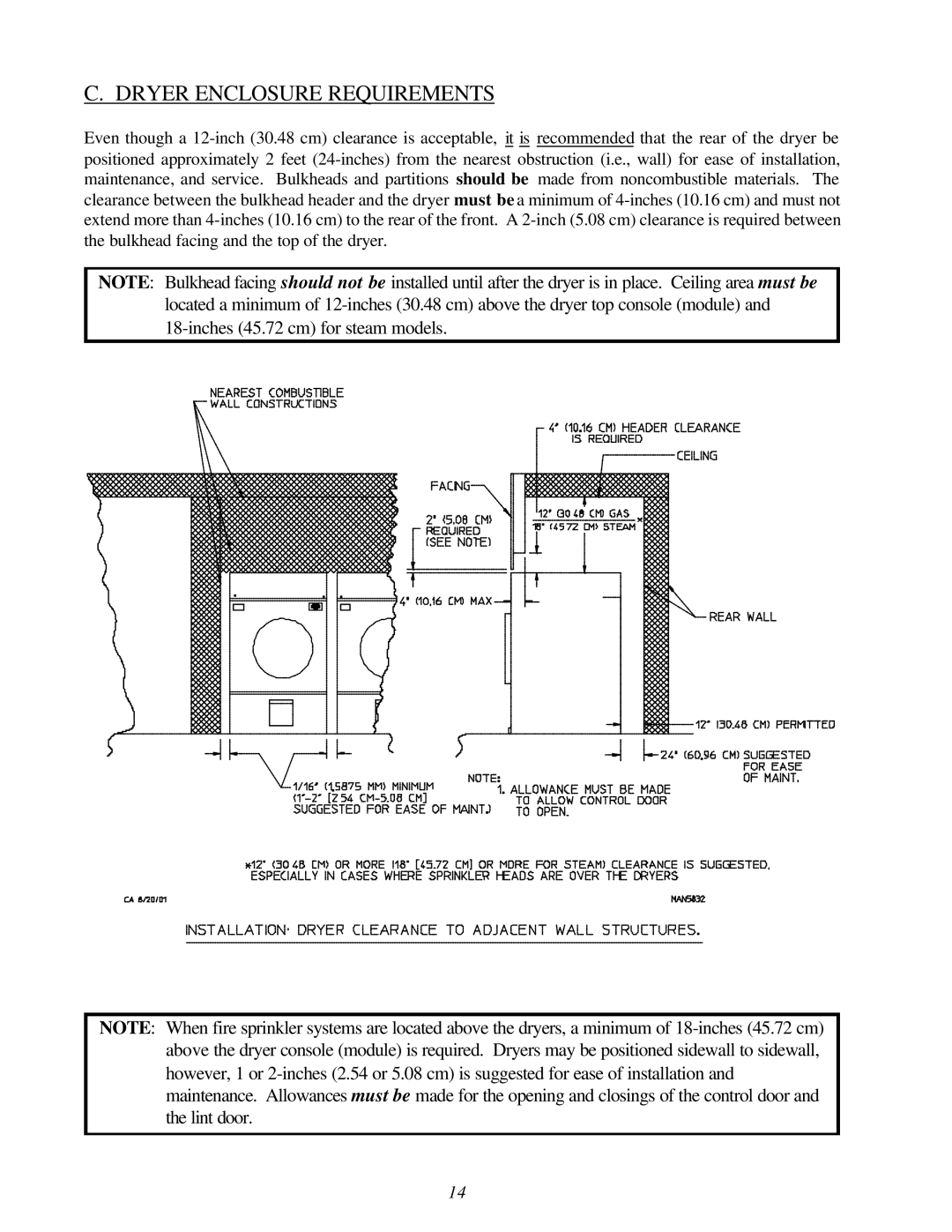 American Dryer Corp ID-170 installation manual Dryer Enclosure Requirements 