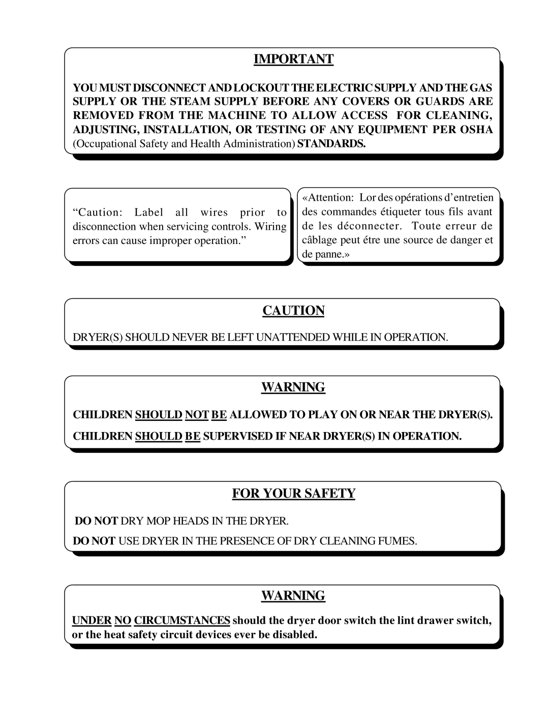 American Dryer Corp ID-170 installation manual For Your Safety 