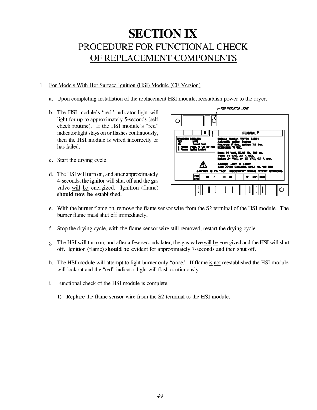 American Dryer Corp ID-170 installation manual Procedure for Functional Check Replacement Components 