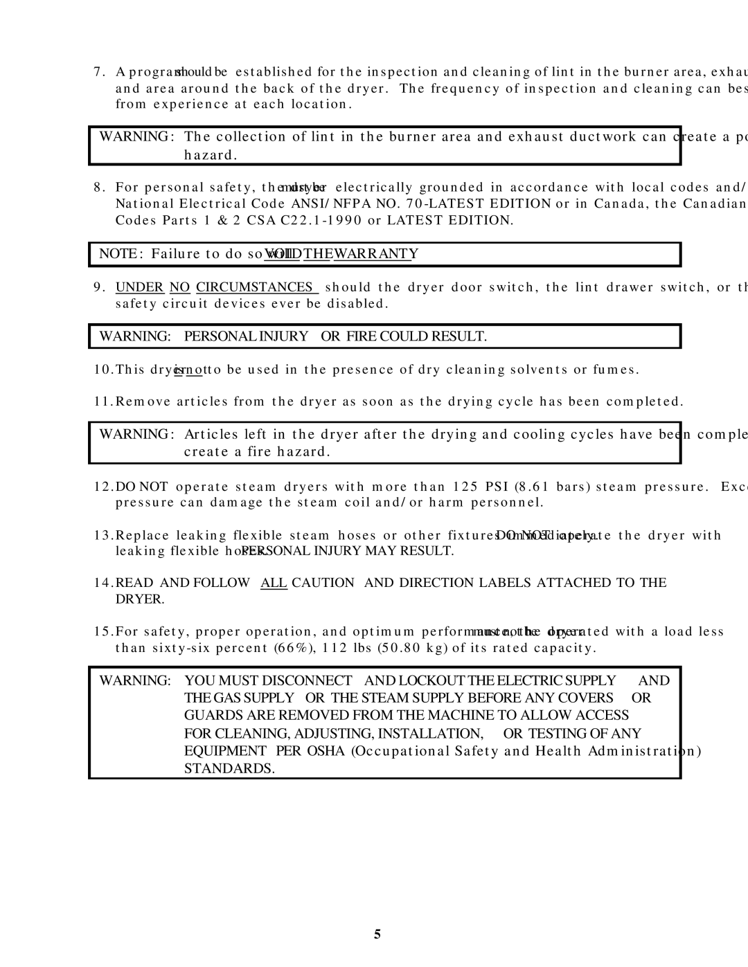 American Dryer Corp ID-170 installation manual Standards 