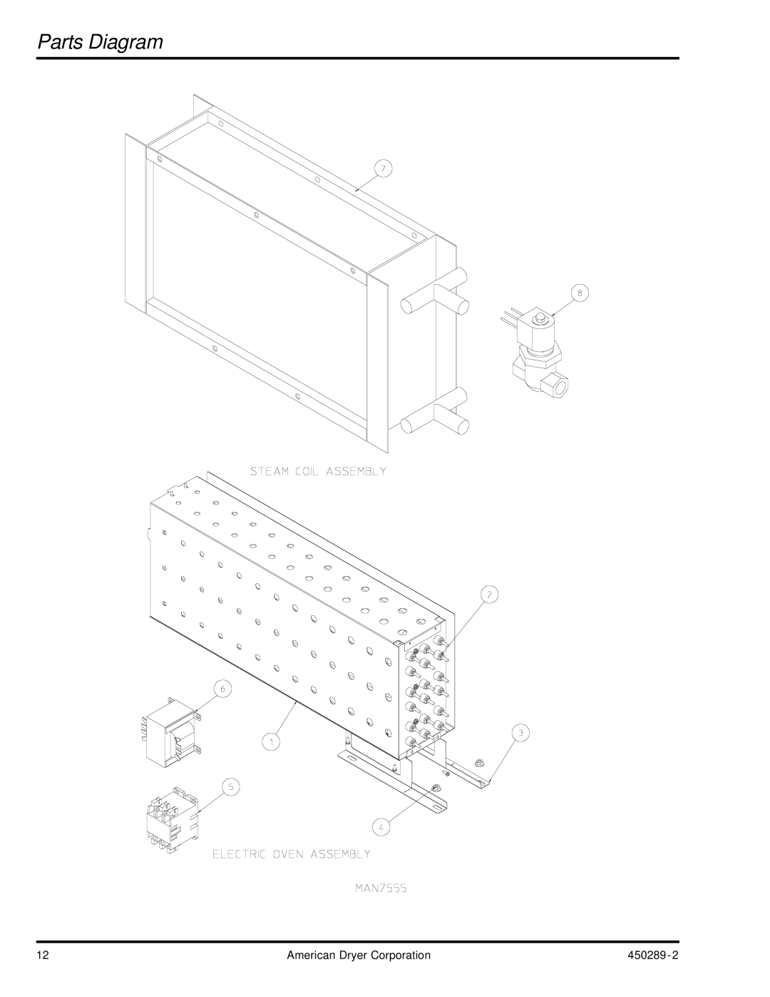 American Dryer Corp M75SL, M50SL manual Parts Diagram 