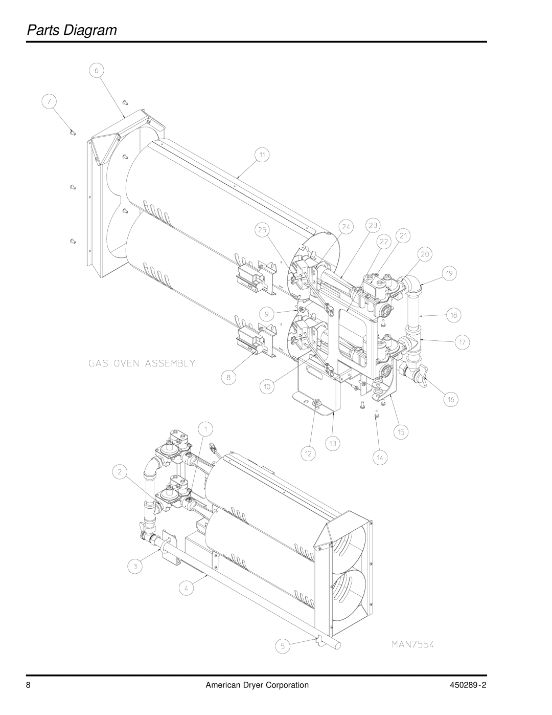 American Dryer Corp M75SL, M50SL manual Parts Diagram 