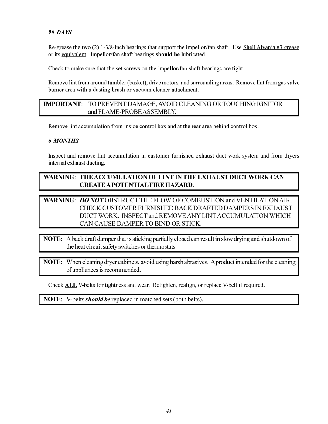 American Dryer Corp MD-170 manual Createa Potentialfire Hazard 