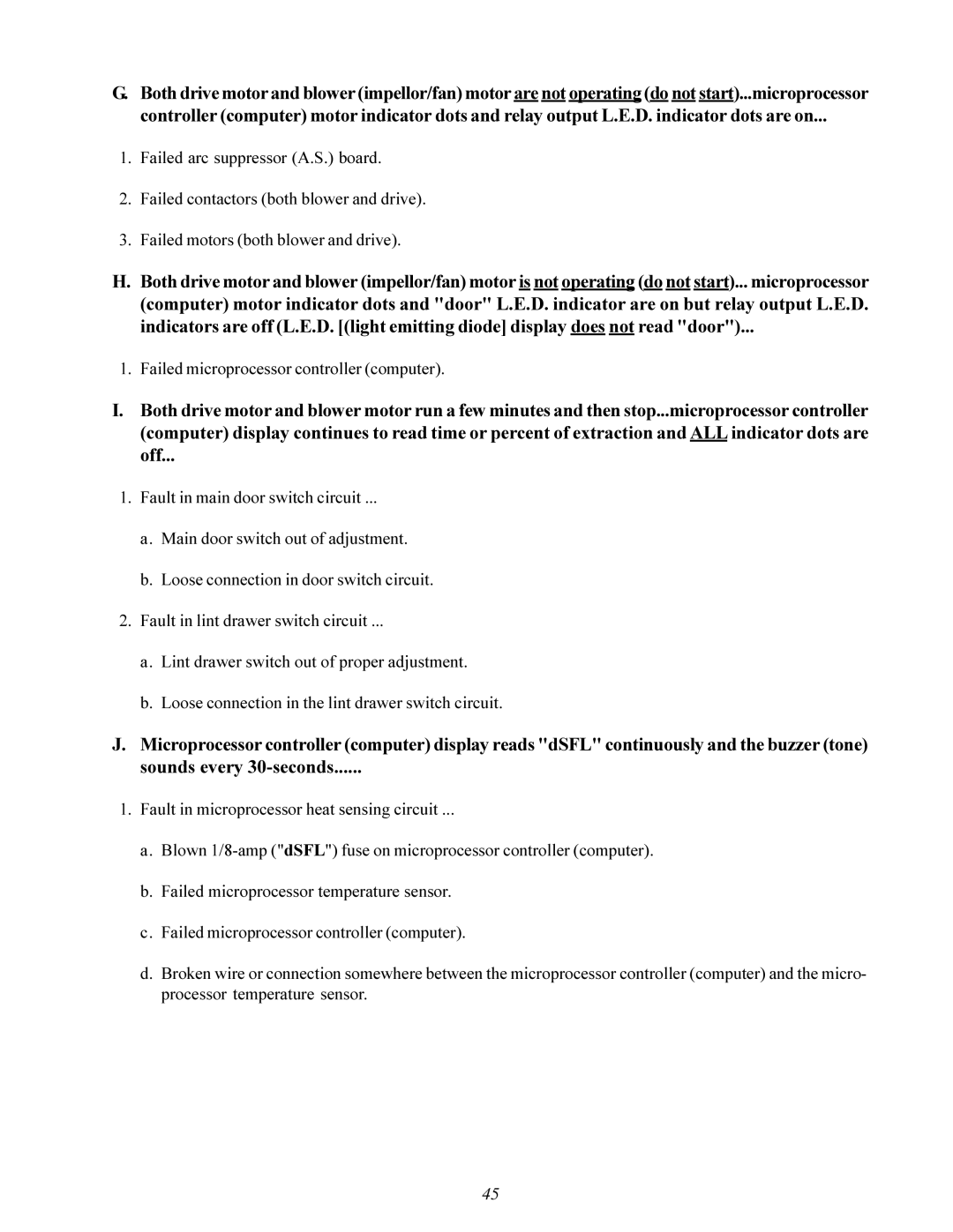 American Dryer Corp MD-170 manual Failed microprocessor controller computer 