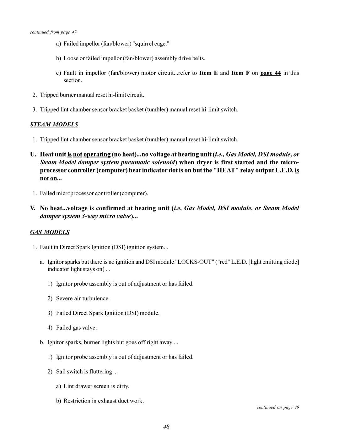 American Dryer Corp MD-170 manual Steam Models 