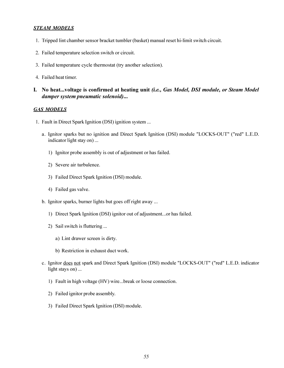 American Dryer Corp MD-170 manual Steam Models 