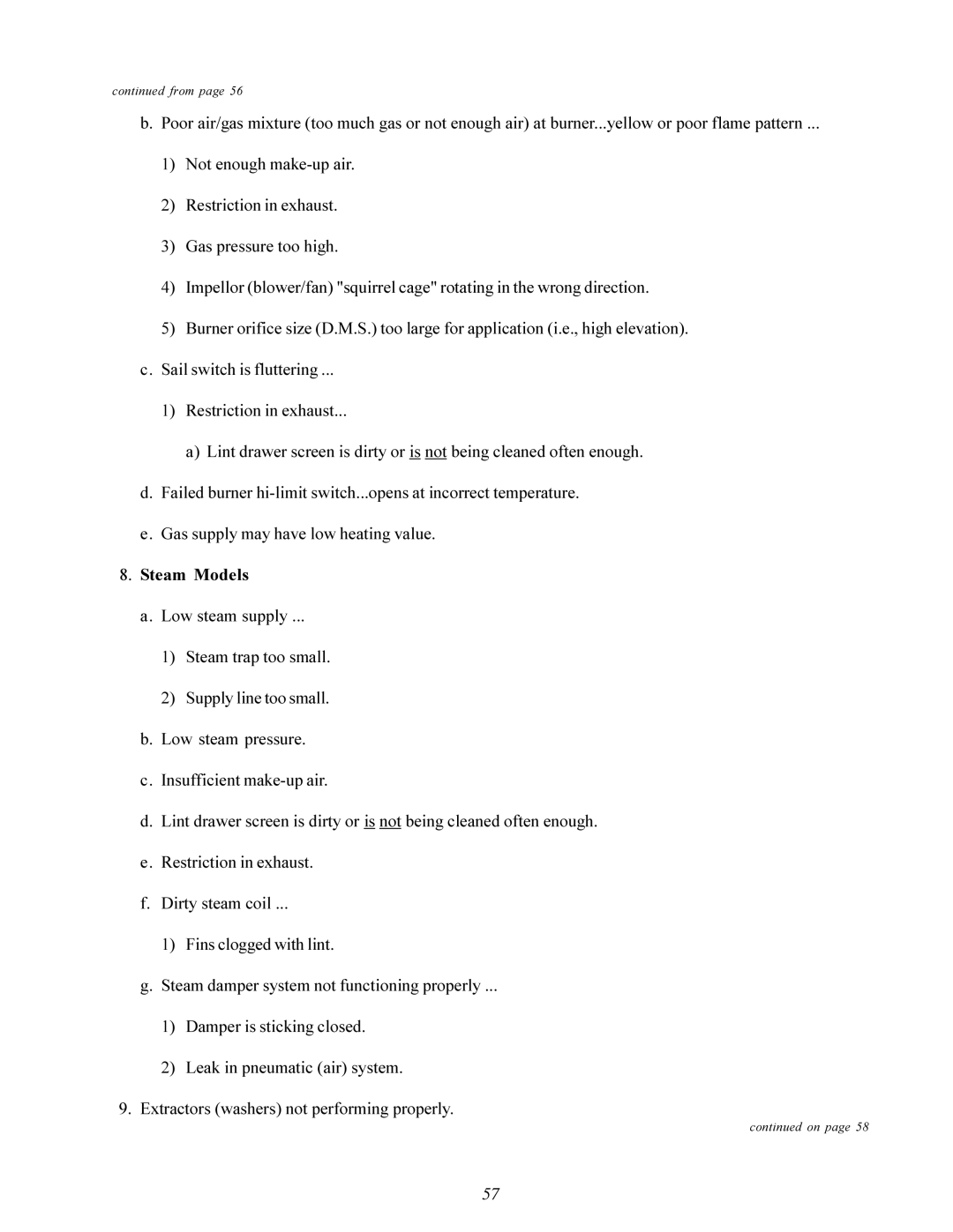 American Dryer Corp MD-170 manual Steam Models 