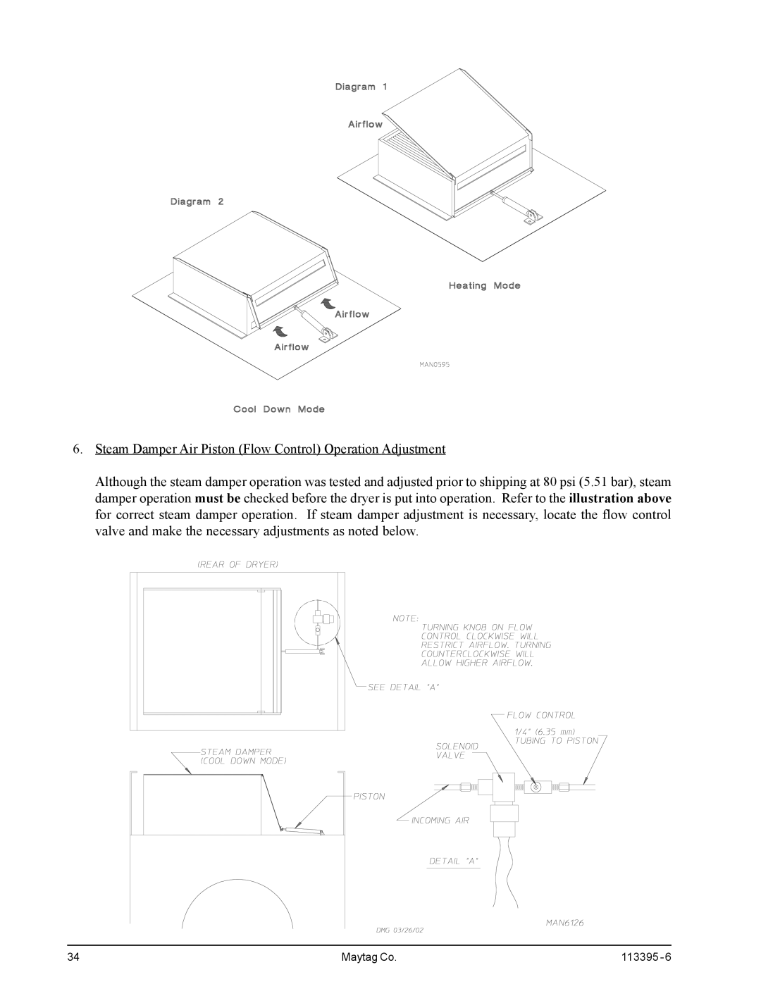 American Dryer Corp MD-170PTVW, MDG-120PVV installation manual Maytag Co 113395 