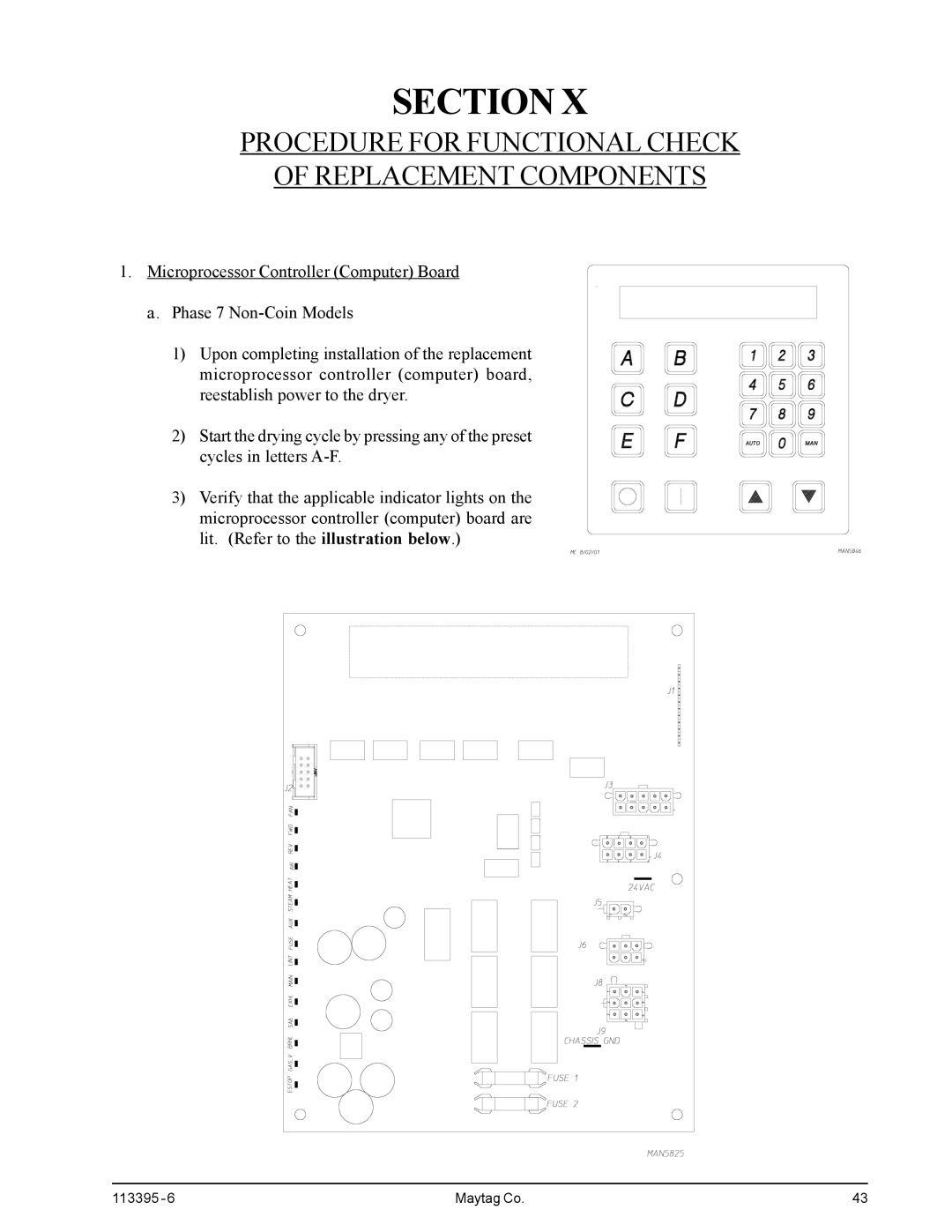 American Dryer Corp MDG-120PVV, MD-170PTVW installation manual Procedure for Functional Check Replacement Components 