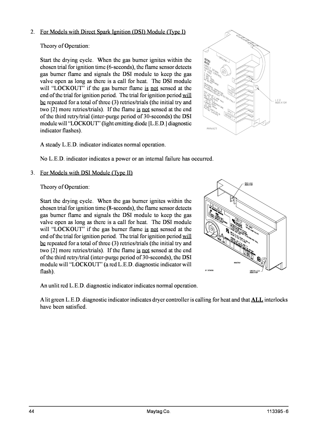American Dryer Corp MD-170PTVW, MDG-120PVV installation manual For Models with Direct Spark Ignition DSI Module Type 