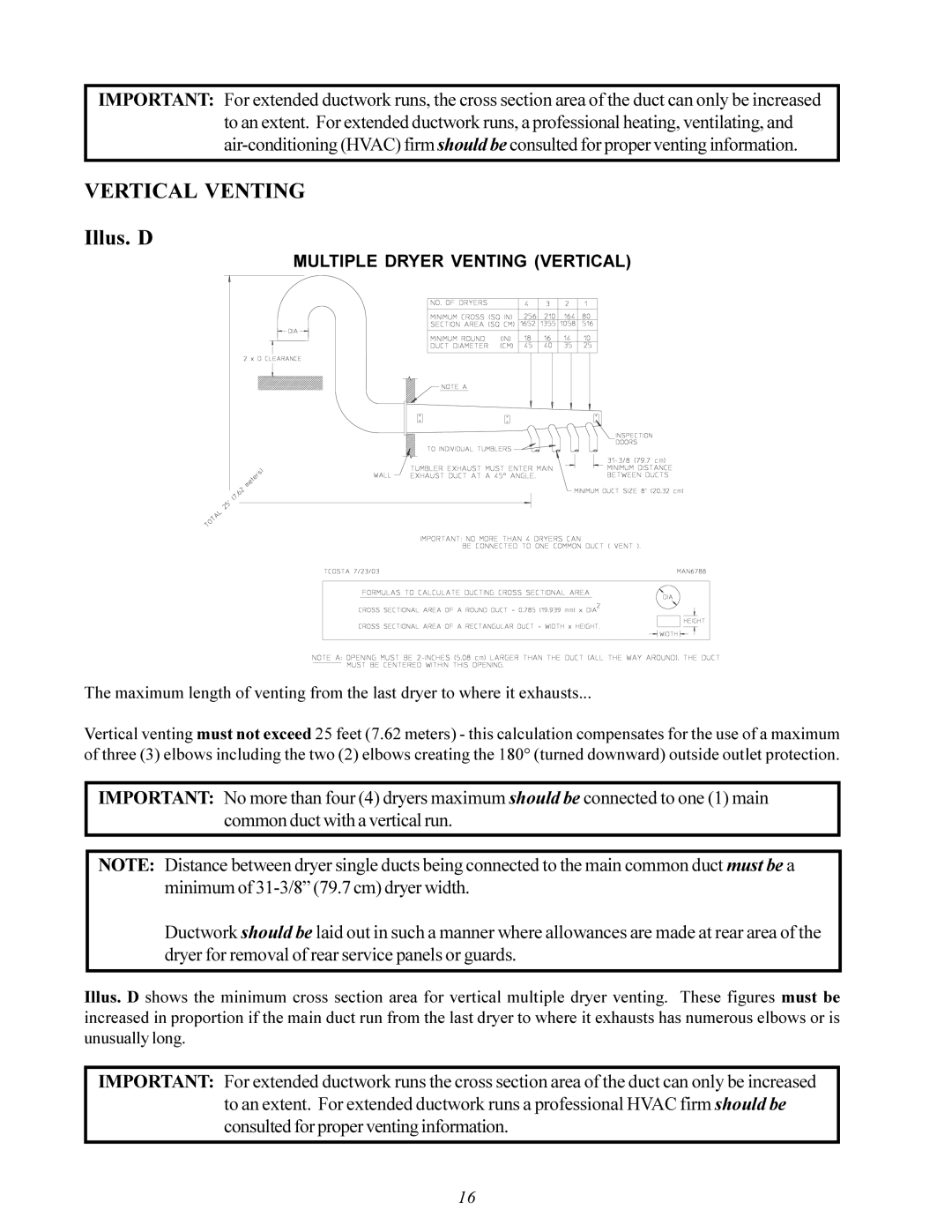 American Dryer Corp MDG-30 installation manual Illus. D 