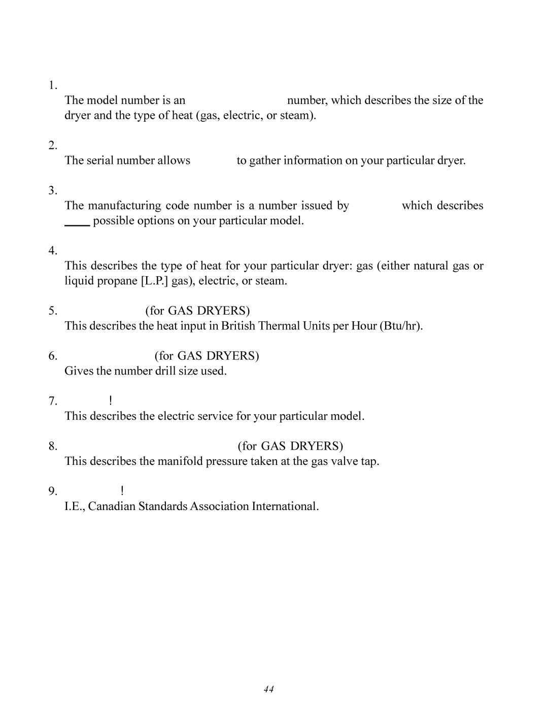 American Dryer Corp MDG-30 installation manual Serial Number 