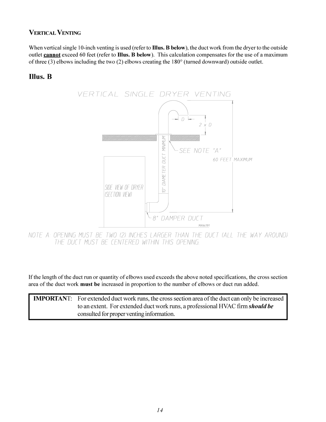 American Dryer Corp MDG-50 installation manual Illus. B 