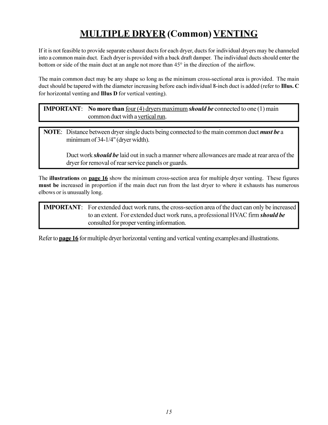 American Dryer Corp MDG-50 installation manual Multiple Dryer Common Venting 