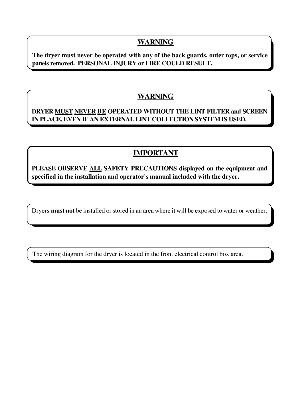 American Dryer Corp MDG-50 installation manual 