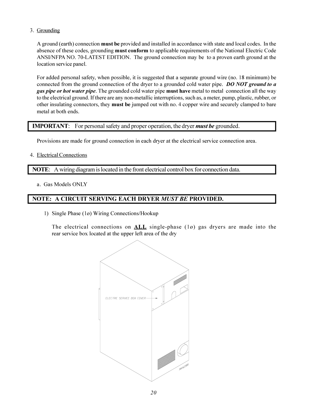 American Dryer Corp MDG-75 manual 