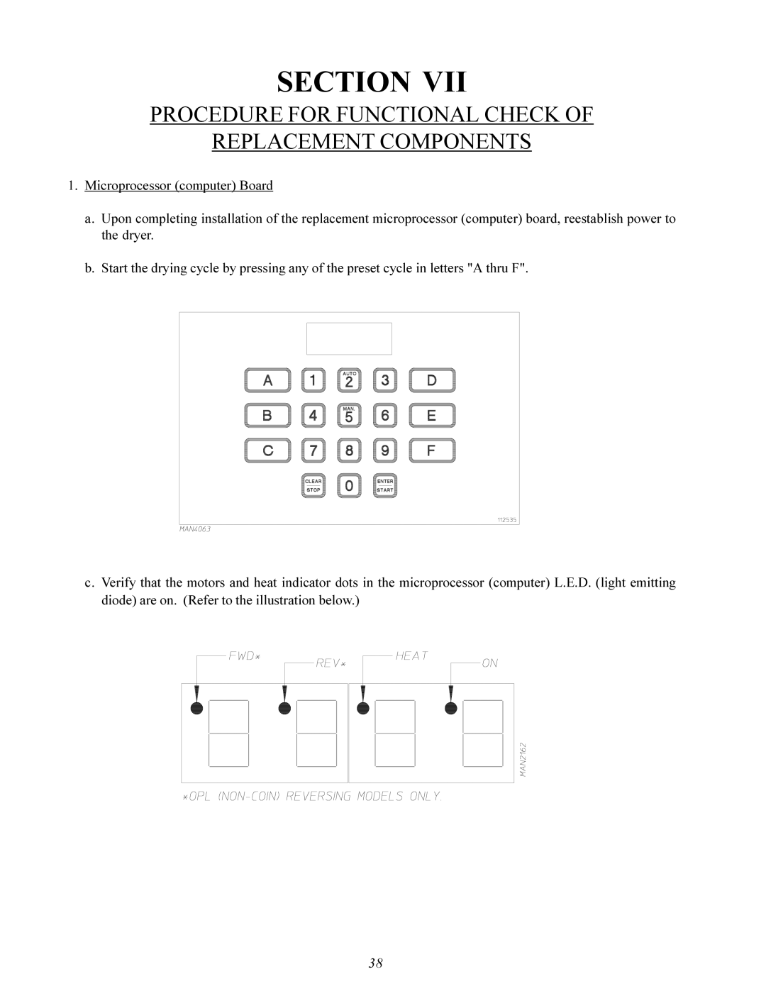 American Dryer Corp MDG-75 manual Procedure for Functional Check Replacement Components 