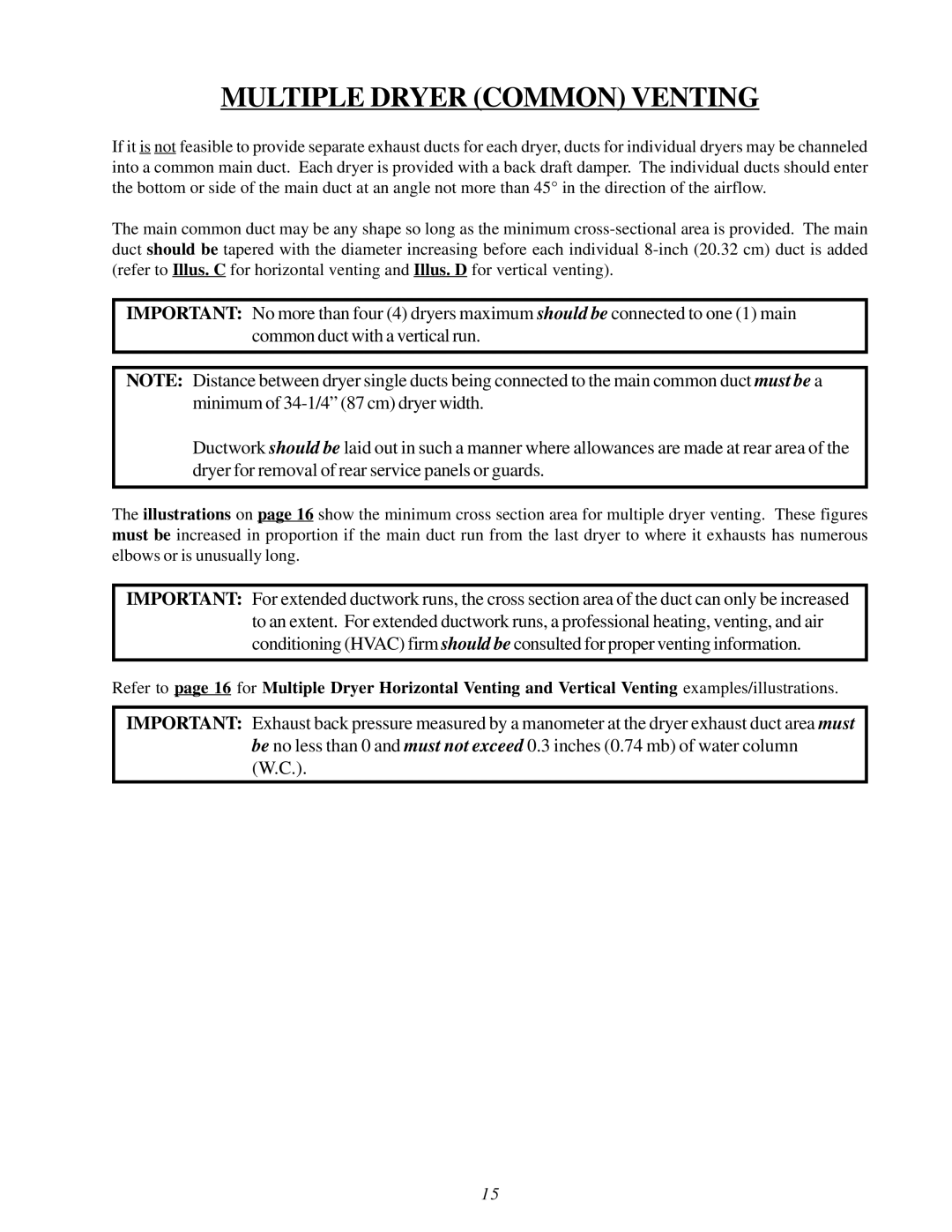 American Dryer Corp MDG30V installation manual Multiple Dryer Common Venting 