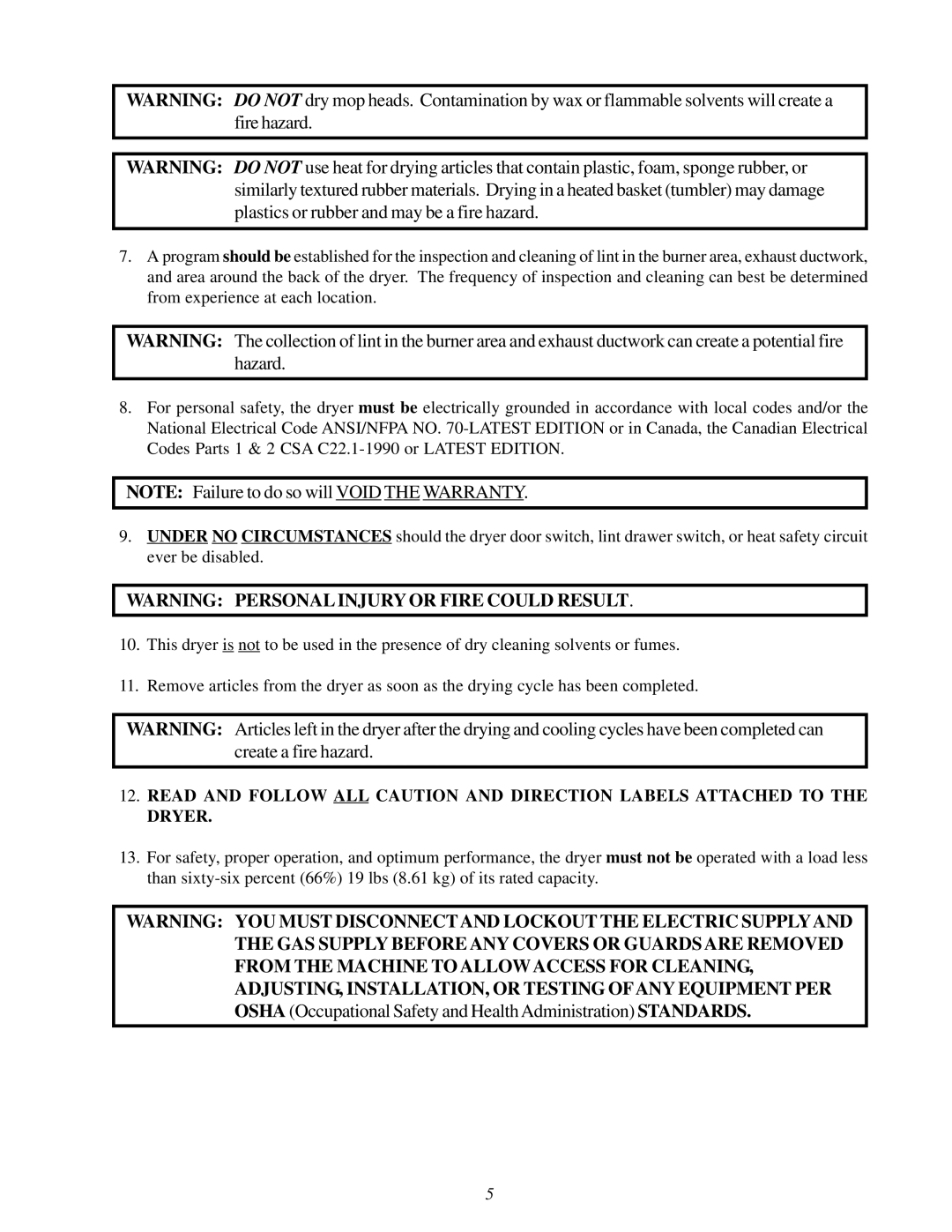 American Dryer Corp MDG30V installation manual 