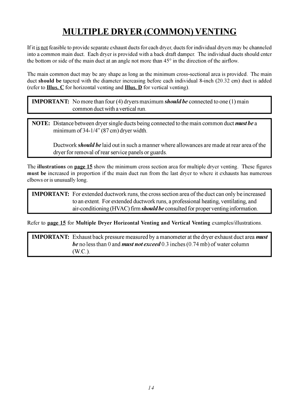 American Dryer Corp MDG50PNH, MDG50MNV installation manual Multiple Dryer Common Venting 